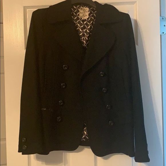 Tulle Black Pea Coat - Picture 2 of 9